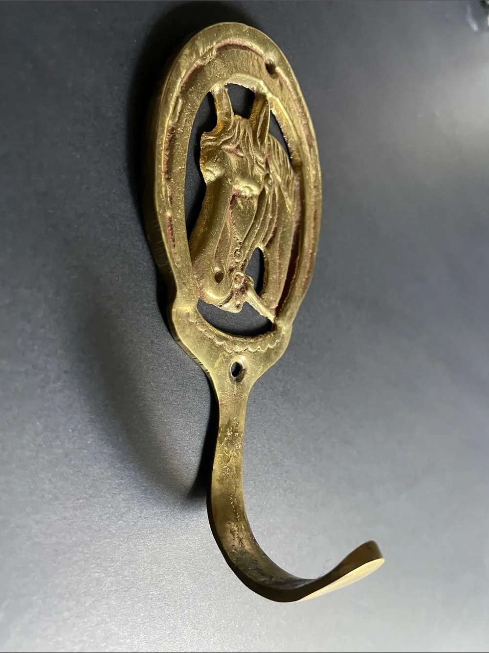 Vintage Brass Horse Head Wall Hook
